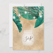 トロピカルパームリーフ ライトジャー ゴールド 招待状 (裏面)