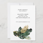 トロピカルパームリーフ&金ゴールドグリーンリーブライダルシャワー 招待状 (裏面)