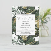 トロピカルパームリーフ&金ゴールド卒業パーティー 招待状 (スタンド正面)