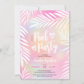 トロピカルパームレインボープールパーティースウィート16 招待状 (正面)