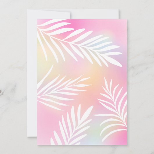 トロピカルパームレインボープールパーティースウィート16 招待状 (裏面)