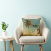 トロピカルパームレオパードヴィンテージエレガントモノグラム クッション (椅子)