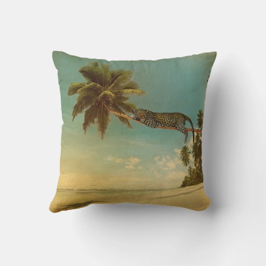 トロピカルパームレオパードヴィンテージエレガントモノグラム クッション (裏面)