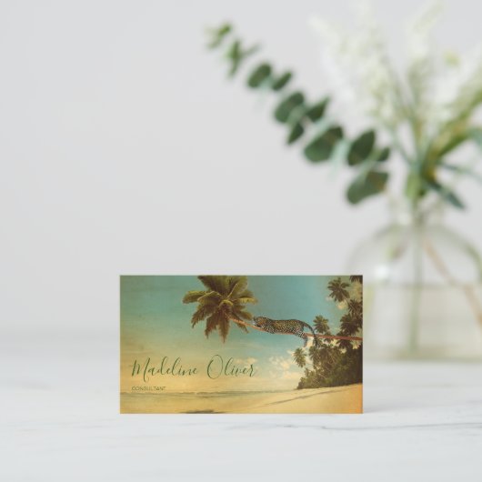 トロピカルパームレオパードヴィンテージプロフェッショナルビーチ 名刺 (スタンド正面)