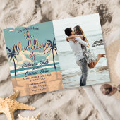 トロピカルパームヴィンテージビーチ結婚式写真 招待状