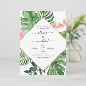 トロピカルパーム幾何学ビーチ結婚式 招待状 (スタンド正面)