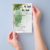 トロピカルパーム彼は彼女がブライダルシャワーゲームを言った チラシ (ハンドル)