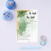 トロピカルパーム彼は彼女がブライダルシャワーゲームを言った チラシ (シングル)