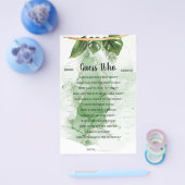 トロピカルパーム推測ブライダルシャワーゲームカード チラシ (シングル)