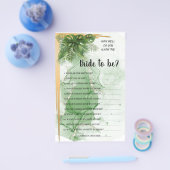 トロピカルパーム新婦シャワーゲームを知っている チラシ (シングル)