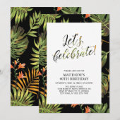 トロピカルパーム柄 大人40歳誕生日パーティー 招待状 (正面/裏面)