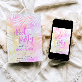 トロピカルパーム水カラープールパーティースイート16 招待状