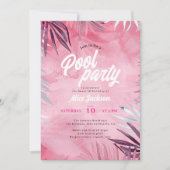 トロピカルパーム水彩プールパーティースイート16 招待状 (正面)