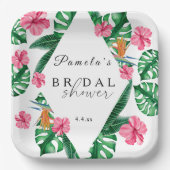 トロピカルパーム水彩幾何ブライダルシャワー ペーパープレート (正面)