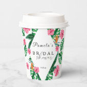 トロピカルパーム水彩幾何ブライダルシャワー 紙コップ (裏面)