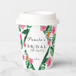 トロピカルパーム水彩幾何ブライダルシャワー 紙コップ