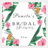 トロピカルパーム水彩幾何学的な結婚前お披露目パーティー スクエアシール (正面)
