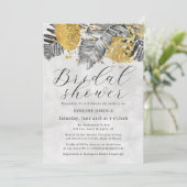 トロピカルパーム白黒金ゴールドブライダルシャワー 招待状 (スタンド正面)