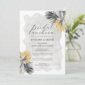 トロピカルパーム白黒金ゴールドブライダルルンチョン 招待状 (スタンド正面)