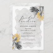 トロピカルパーム白黒金ゴールドブライダルルンチョン 招待状 (正面/裏面)