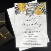 トロピカルパーム白黒金ゴールド100誕生日 招待状