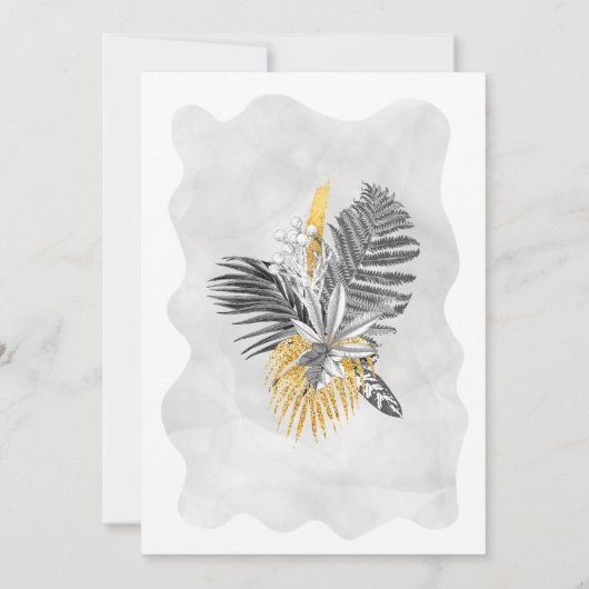 トロピカルパーム白黒金ゴールド90誕生日 招待状 (裏面)