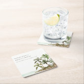 トロピカルパーム素朴ツリービーチサンドブライダルシャワー スクエアペーパーコースター (インサイチュ)