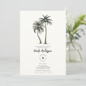 トロピカルパーム素朴ツリー沿岸ブライダルシャワー 招待状 (スタンド正面)
