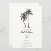 トロピカルパーム素朴ツリー沿岸ブライダルシャワー 招待状 (正面/裏面)