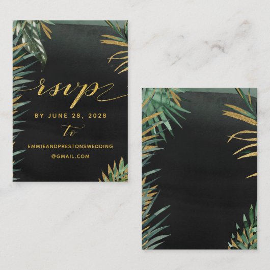トロピカルパーム結婚のオンラインRSVPと詳細マイティ 名刺 (正面/裏面)