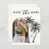 トロピカルパーム結婚コーストの写真が日付を保存 案内ポストカード (正面/裏面)