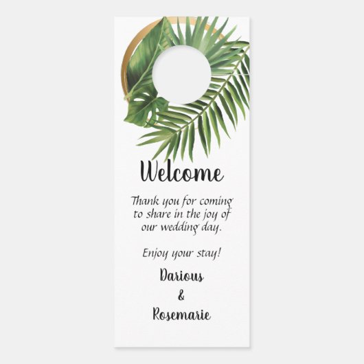 トロピカルパーム結婚ズウェルカムドアハンガー ドアノブサイン (裏面)