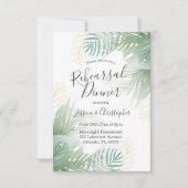 トロピカルパーム結婚セージ緑のリハーサルディナー 招待状 (正面)