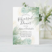 トロピカルパーム結婚セージ緑のリハーサルディナー 招待状 (スタンド正面)