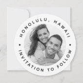 トロピカルパーム結婚ツリーのシンプル写真 セーブザデート (裏面)