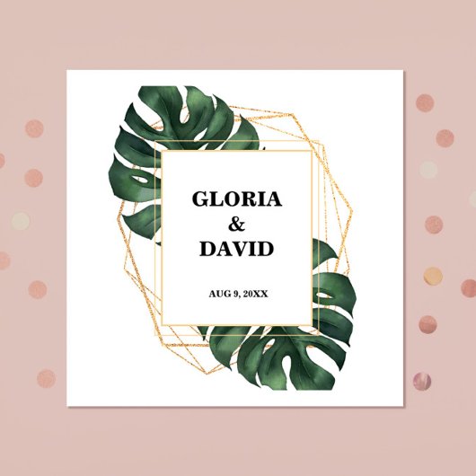 トロピカルパーム結婚リーフのナプキン スタンダードカクテルナプキン