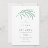 トロピカルパーム編集可能カラー結婚式招待状 サンキューカード (正面)