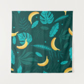 トロピカルパーム葉のシームレスパターン。バナナリーヴ タペストリー (正面(横))