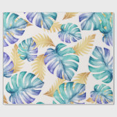 トロピカルパーム葉のパターン ラッピングペーパー (フラット)