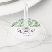 トロピカルパーム葉の木の名前 – カップル ワイングラスタグ (クローズアップ)