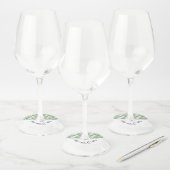 トロピカルパーム葉の木の名前 – カップル ワイングラスタグ (セット)