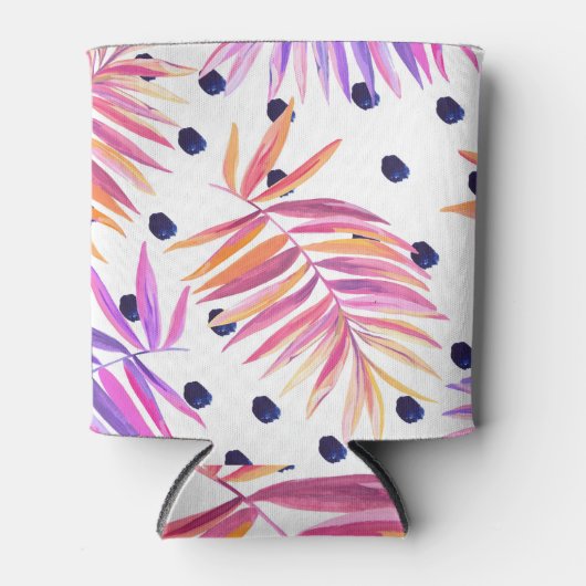 トロピカルパーム葉アクリル模様 缶クーラー (正面)