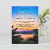 トロピカルパーム葉サンセット結婚式招待状 招待状 (スタンド正面)