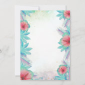 トロピカルパーム葉スハイビスカスピンクフラミンゴ90th 招待状 (裏面)