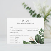 トロピカルパーム葉ズウェディングRSVPフードオプションInv 招待状 (スタンド正面)