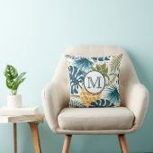トロピカルパーム葉ズゴールデンパイナップルモノグラム クッション (椅子)