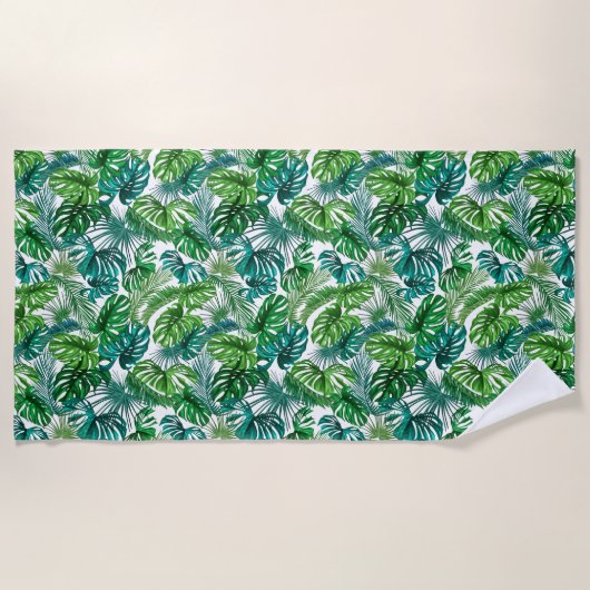 トロピカルパーム葉ズビーチタオル ビーチタオル (正面)