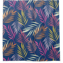 トロピカルパーム葉ズピンクコーラルブルー