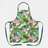 トロピカルパーム葉ズフラミンゴ エプロン (正面)