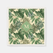 トロピカルパーム葉ズモノグラム スタンダードカクテルナプキン (正面)
